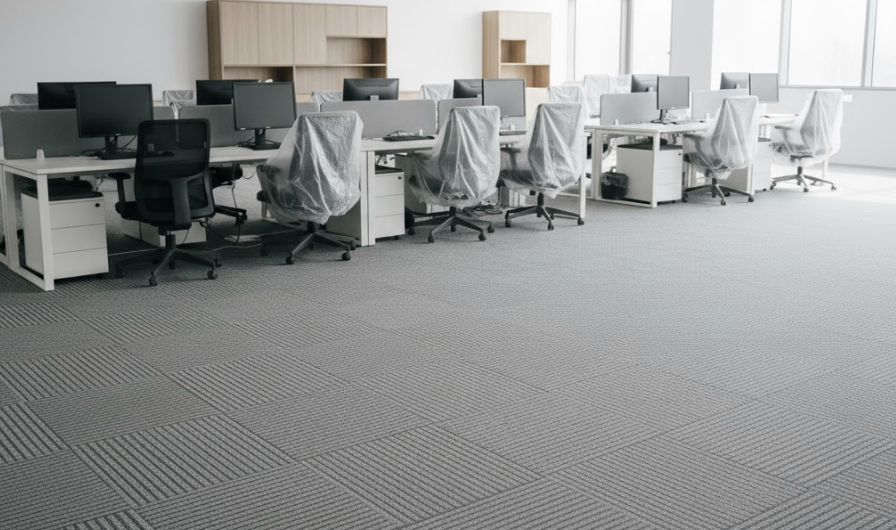 Trong thi công thảm văn phòng, giai đoạn nghiệm thu bao gồm kiểm tra độ bám dính, khe ghép và các chi tiết hoàn thiện trước khi bàn giao cùng hướng dẫn vệ sinh – bảo dưỡng