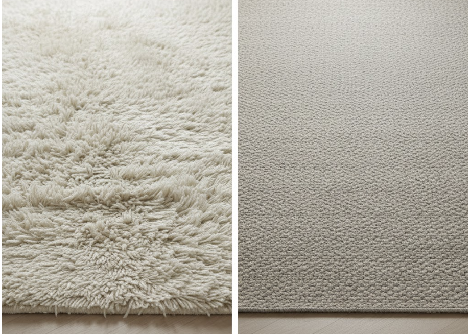 so sánh thảm lông xù và lông ngắn