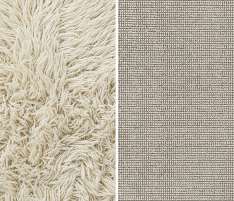 so sánh thảm lông xù và lông ngắn