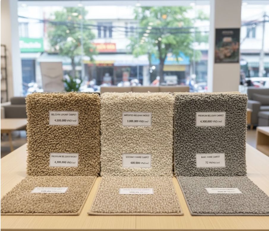 Phần lớn khách được tư vấn review thảm Bỉ đều ghi nhận giá cao hơn, tuy nhiên mức chênh này đến từ cấu trúc dệt và độ bền màu vượt trội