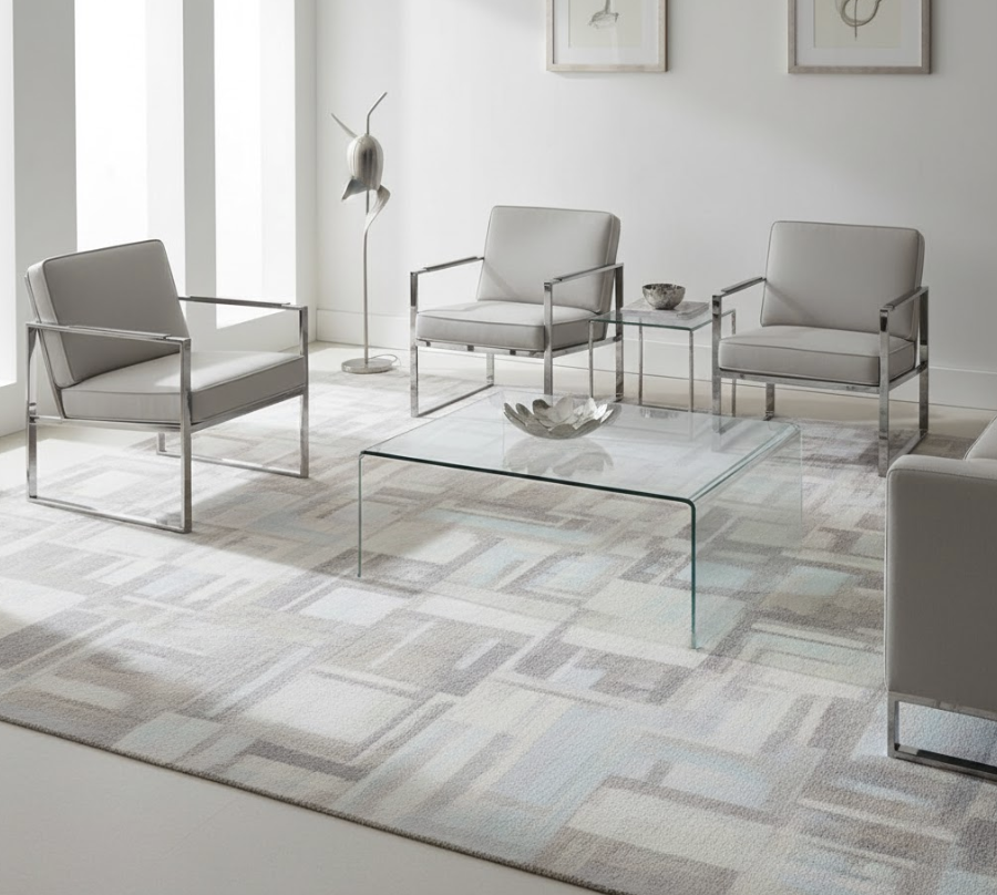 Với mệnh Kim, phong thủy thảm trải sàn thường ưu tiên các gam xám nhạt, ghi sáng hoặc trắng ngà để giữ không gian gọn gàng, dễ phối cùng nội thất kim loại và kính