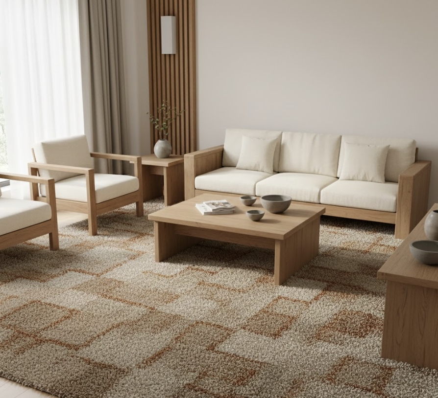 Với mệnh Thổ, phong thủy thảm trải sàn thường ưu tiên các gam nâu, be và vàng đất để giữ cảm giác ổn định cho mặt sàn trong quá trình sử dụng lâu dài.