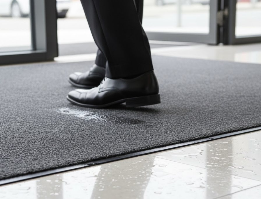 Đế cao su b&aacute;m nền v&agrave; trọng lượng thảm ph&ugrave; hợp gi&uacute;p thảm ch&ugrave;i ch&acirc;n văn ph&ograve;ng lu&ocirc;n ổn định, hạn chế cuộn m&eacute;p khi c&oacute; nhiều người di chuyển