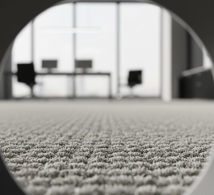 Sợi Polypropylene (PP) với cấu trúc polymer bền và ít hút ẩm được sử dụng phổ biến trong thảm trải sàn văn phòng, giúp bề mặt thảm giữ form ổn định khi chịu ma sát từ ghế xoay và mật độ đi lại hằng ngày