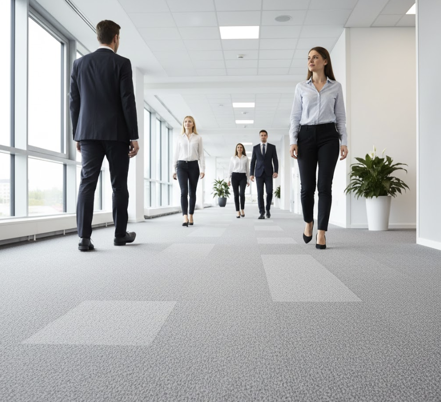 Khả năng chịu ma sát ổn định là lý do thảm trải sàn văn phòng sợi PP được sử dụng nhiều tại lối đi và hành lang, nơi mật độ di chuyển diễn ra liên tục mỗi ngàyKhả năng chịu ma sát ổn định là lý do thảm trải sàn văn phòng sợi PP được sử dụng nhiều tại lối đi và hành lang, nơi mật độ di chuyển diễn ra liên tục mỗi ngày