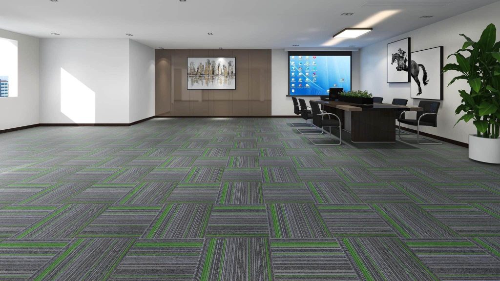 N&ecirc;n phối hợp h&agrave;i ho&agrave; giữa m&agrave;u xanh l&aacute; của thảm văn ph&ograve;ng v&agrave; c&aacute;c yếu tố kh&aacute;c để tạo sự c&acirc;n bằng