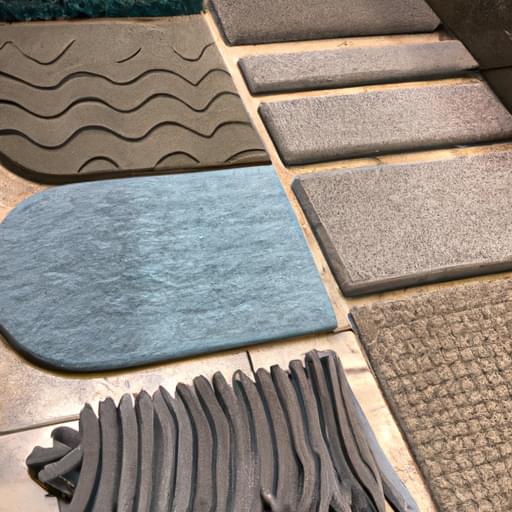 Một bức ảnh cho thấy các loại thảm nhà tắm khác nhau