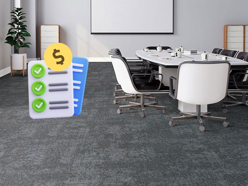 Checklist chọn thảm dự án văn phòng nên có hai cột riêng cho giá vật tư và giá hoàn thiện