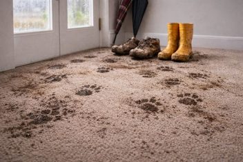 Bố trí thảm chùi chân mùa mưa tòa nhà theo từng vùng cạo bẩn, giữ bụi và hút ẩm giúp tăng hiệu quả làm sạch.