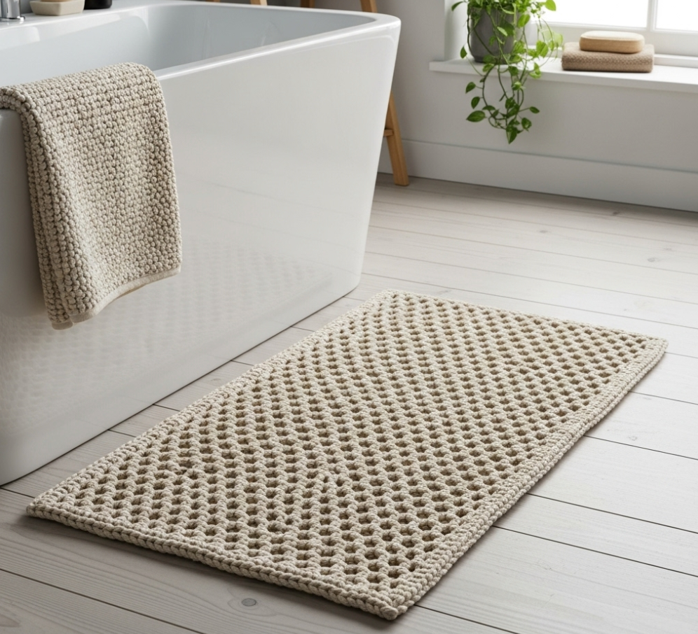 Thảm chùi chân tổ ong, màu be tự nhiên