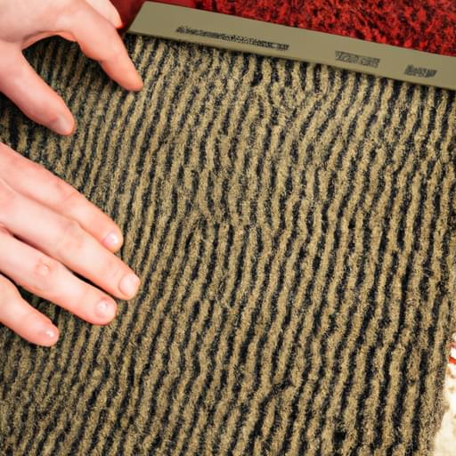 Người kiểm tra độ dày và chất lượng của một chiếc thảm chùi chân.