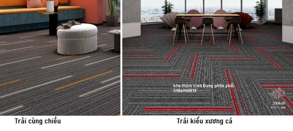 Kiểu trải thảm xương cá của mẫu thảm tấm HC