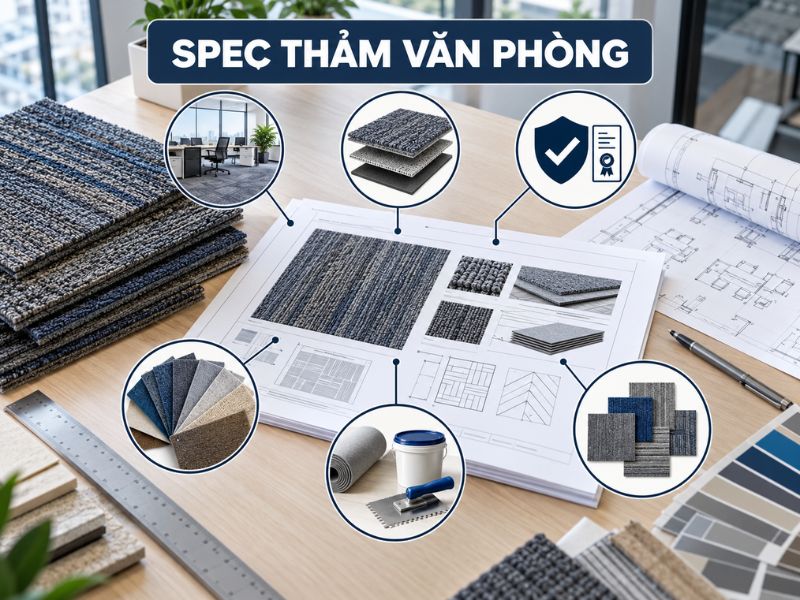 Spec thảm văn ph&ograve;ng l&agrave; phần chỉ dẫn kỹ thuật quy định đặc t&iacute;nh tối thiểu của vật liệu thảm v&agrave; y&ecirc;u cầu thi c&ocirc;ng