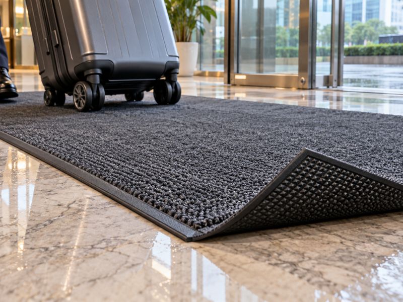 Thảm ch&ugrave;i ch&acirc;n cửa k&iacute;nh văn ph&ograve;ng n&ecirc;n chọn đế chống trượt&nbsp;