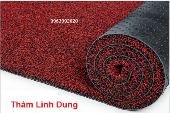 Thảm nhựa rối dày đỏ đen