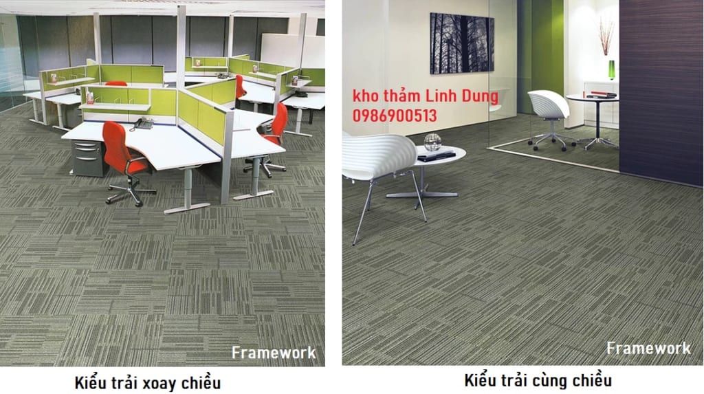 Thảm trải sàn framework trải kiểu cùng chiều và xoay chiều 