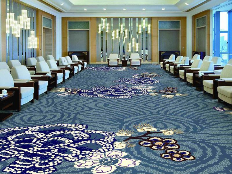 Mẫu thảm trải sàn phòng khánh tiết màu xanh