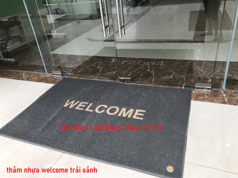 Thảm welcome nhựa trải sảnh màu ghi hoặc màu đỏ